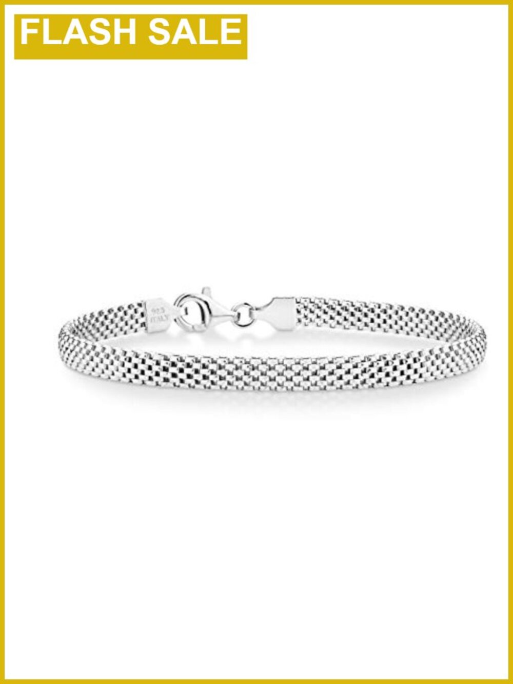 925 Sterling Silver 5mm Mesh Link Bracelet for Women